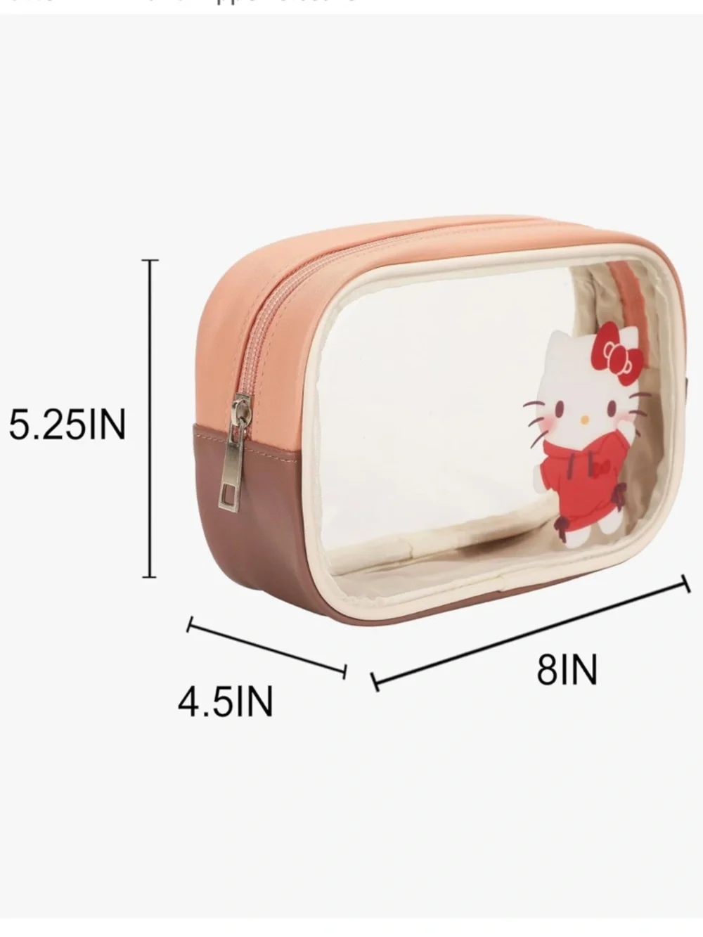 Sanrio Hello Kitty Clear & Peach 3-Piece Cosmetic Bag Set